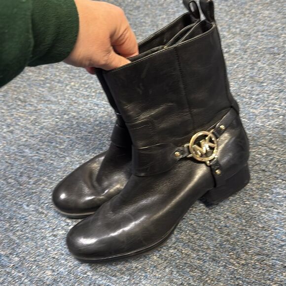 Michael Kors Fulton Harness Boot Ankle Boots Black Leather Equestrian Inspired - Picture 8 of 8